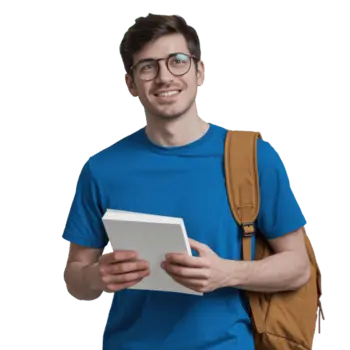 Smiling university student holding a notebook, representing academic confidence and professional proofreading support