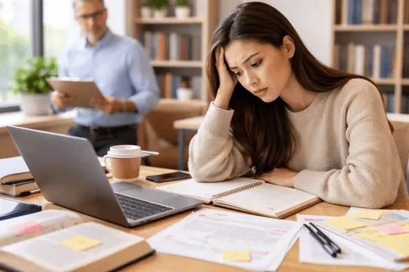 Student seeking academic guidance for thesis writing support