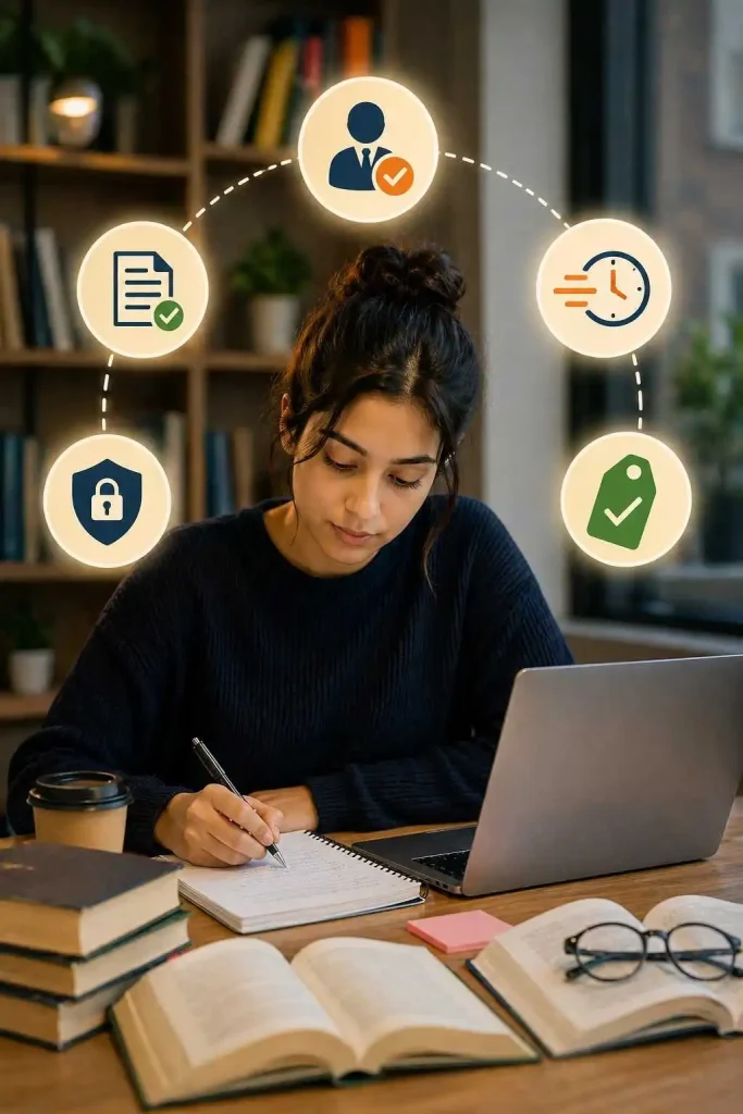 Student using laptop for trusted Bradford assignment help service